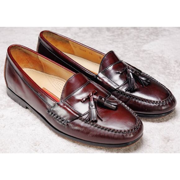Cole Haan City Burgundy Leather Tassel Loafers Slip On Shoes Mens Size 13 - Picture 1 of 9